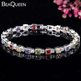 Green Purple Red Champagne Multicolor Square Cubic Zircon Crystal Tennis Bracele