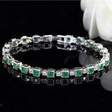 Green Purple Red Champagne Multicolor Square Cubic Zircon Crystal Tennis Bracele