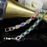 Green Purple Red Champagne Multicolor Square Cubic Zircon Crystal Tennis Bracele