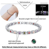 Green Purple Red Champagne Multicolor Square Cubic Zircon Crystal Tennis Bracele
