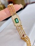Vintage Zircon Charm Four-layers Bracelet