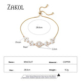 Zircon Pearl Adjustable Bracelets for Women BP5085
