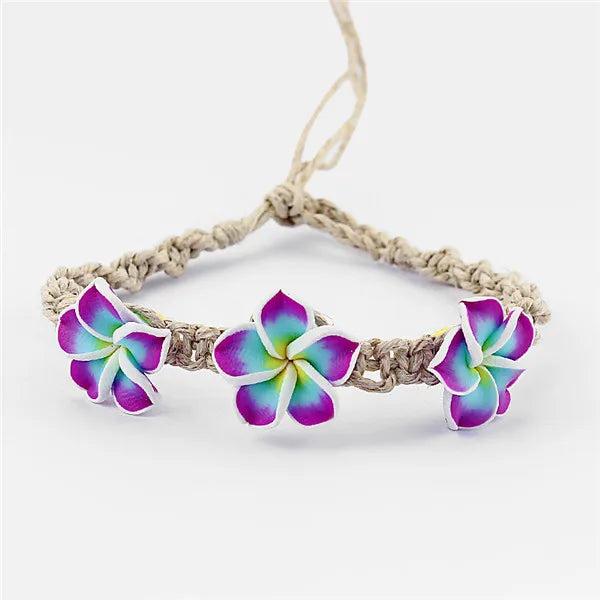 4 pcs Clay Flower Rope Charm Bracelets Wedding Party Jewelry