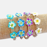4 pcs Clay Flower Rope Charm Bracelets Wedding Party Jewelry