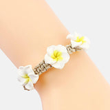4 pcs Clay Flower Rope Charm Bracelets Wedding Party Jewelry