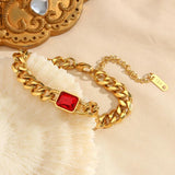Colorful Zircon Crystal Women's Bracelet 18K Cuban Chain