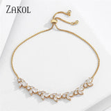 Leaf CZ Chain Bracelet for Women