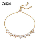 Leaf CZ Chain Bracelet for Women