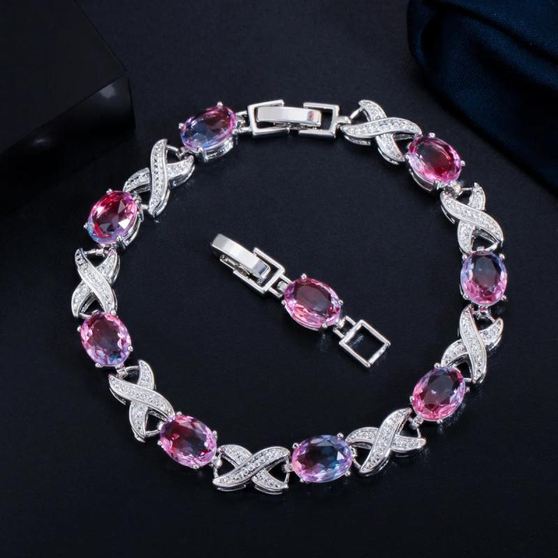 CWWZircons Rainbow CZ Crystal Bracelets Bangle for Women CB245