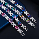 CWWZircons Rainbow CZ Crystal Bracelets Bangle for Women CB245