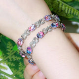 CWWZircons Rainbow CZ Crystal Bracelets Bangle for Women CB245