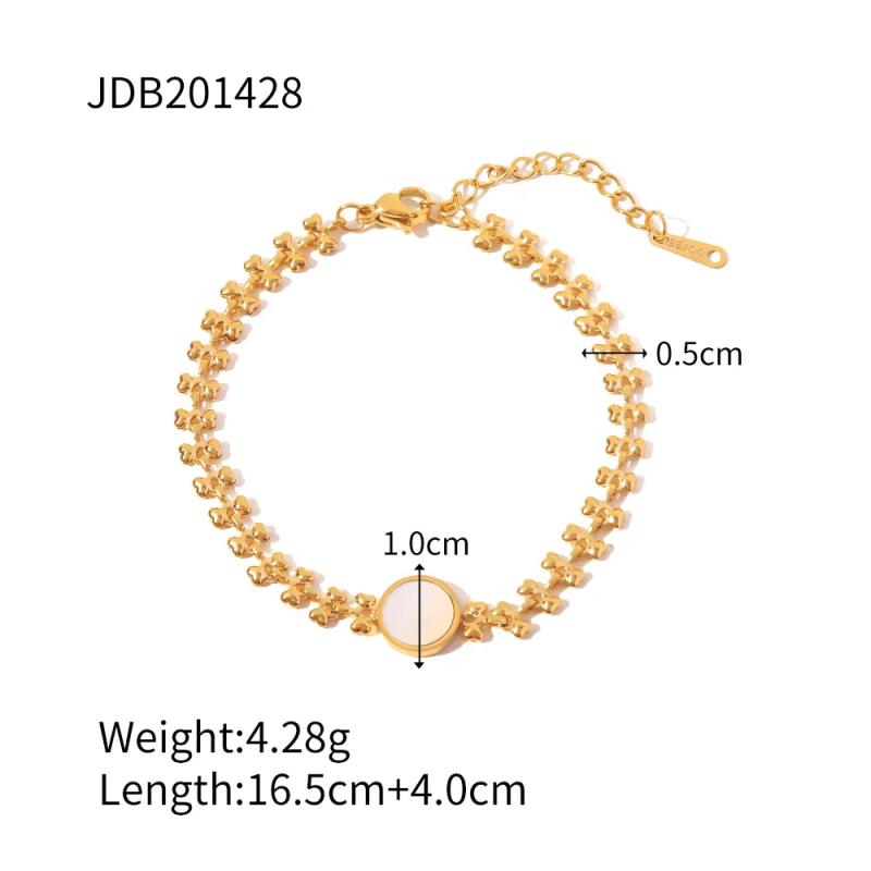 Uworld Stainless Steel Chain Mother Of Circle Bracelet Golden 18K Plated