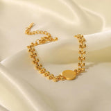 Uworld Stainless Steel Chain Mother Of Circle Bracelet Golden 18K Plated