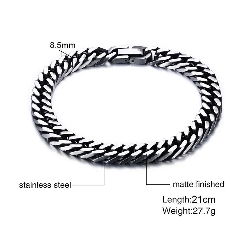 Men Cuban Link Bracelet 8.5mm Stainless Steel Streetwear Chain