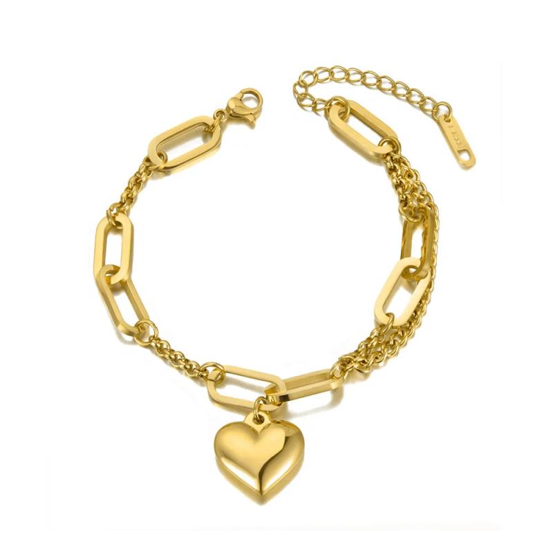 Stainless Steel Heart Charm Bracelet Bohemia Chain