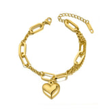 Stainless Steel Heart Charm Bracelet Bohemia Chain