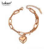 Stainless Steel Heart Charm Bracelet Bohemia Chain