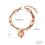 Stainless Steel Heart Charm Bracelet Bohemia Chain