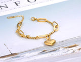 Stainless Steel Heart Charm Bracelet Bohemia Chain