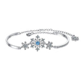 S925 Princess Crystal Snowflake Charm Bracelet Vintage Jewelry
