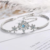 S925 Princess Crystal Snowflake Charm Bracelet Vintage Jewelry