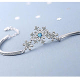 S925 Princess Crystal Snowflake Charm Bracelet Vintage Jewelry