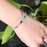 CWWZircons Adjustable Slider Chain Green Red Cubic Zircon Engagement Bracelet