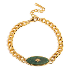 Vintage Natural Stone Bracelet 18K Plated Stainless Steel Women Gift