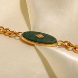 Vintage Natural Stone Bracelet 18K Plated Stainless Steel Women Gift