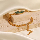 Vintage Natural Stone Bracelet 18K Plated Stainless Steel Women Gift