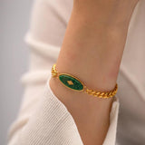 Vintage Natural Stone Bracelet 18K Plated Stainless Steel Women Gift