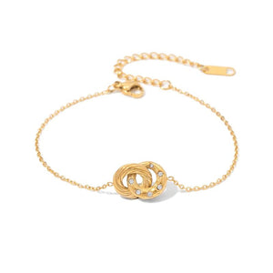 Youthway Double Circle Stainless Steel Pendant Bracelet for Women
