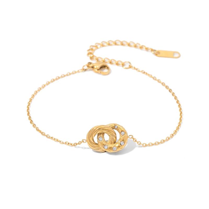 Youthway Double Circle Stainless Steel Pendant Bracelet for Women