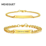 Engraved Stainless Steel Bracelet Couple Matching ID Jewelry