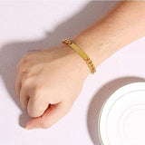 Engraved Stainless Steel Bracelet Couple Matching ID Jewelry