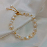 Y2k Kpop Irregular Pearl Bracelet With Natural Stone Pendant