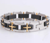 Cross Jewelry Silicone Stainless Steel Men Bracelet