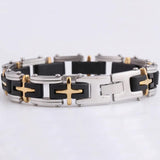 Cross Jewelry Silicone Stainless Steel Men Bracelet