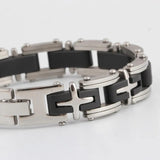 Cross Jewelry Silicone Stainless Steel Men Bracelet