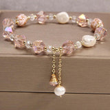 Pink Crystal Pearl Bracelet Ins Hot Charm Ladies Jewelry
