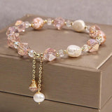 Pink Crystal Pearl Bracelet Ins Hot Charm Ladies Jewelry