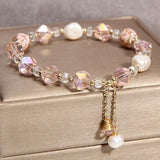 Pink Crystal Pearl Bracelet Ins Hot Charm Ladies Jewelry
