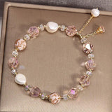 Pink Crystal Pearl Bracelet Ins Hot Charm Ladies Jewelry