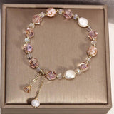 Pink Crystal Pearl Bracelet Ins Hot Charm Ladies Jewelry