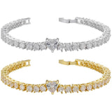 Crystal Stone Heart Love Tennis Bracelet for Women