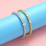 Crystal Stone Heart Love Tennis Bracelet for Women