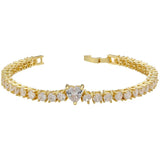 Crystal Stone Heart Love Tennis Bracelet for Women