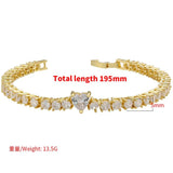 Crystal Stone Heart Love Tennis Bracelet for Women