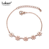 Titanium Steel Daisy Charm Bracelet Rose Chain B17066