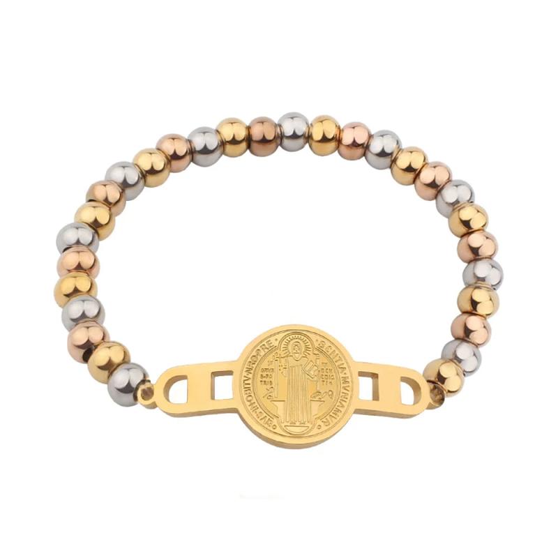 B371 St. Benedict Bracelets 6mm Beaded Rosary Jewelry